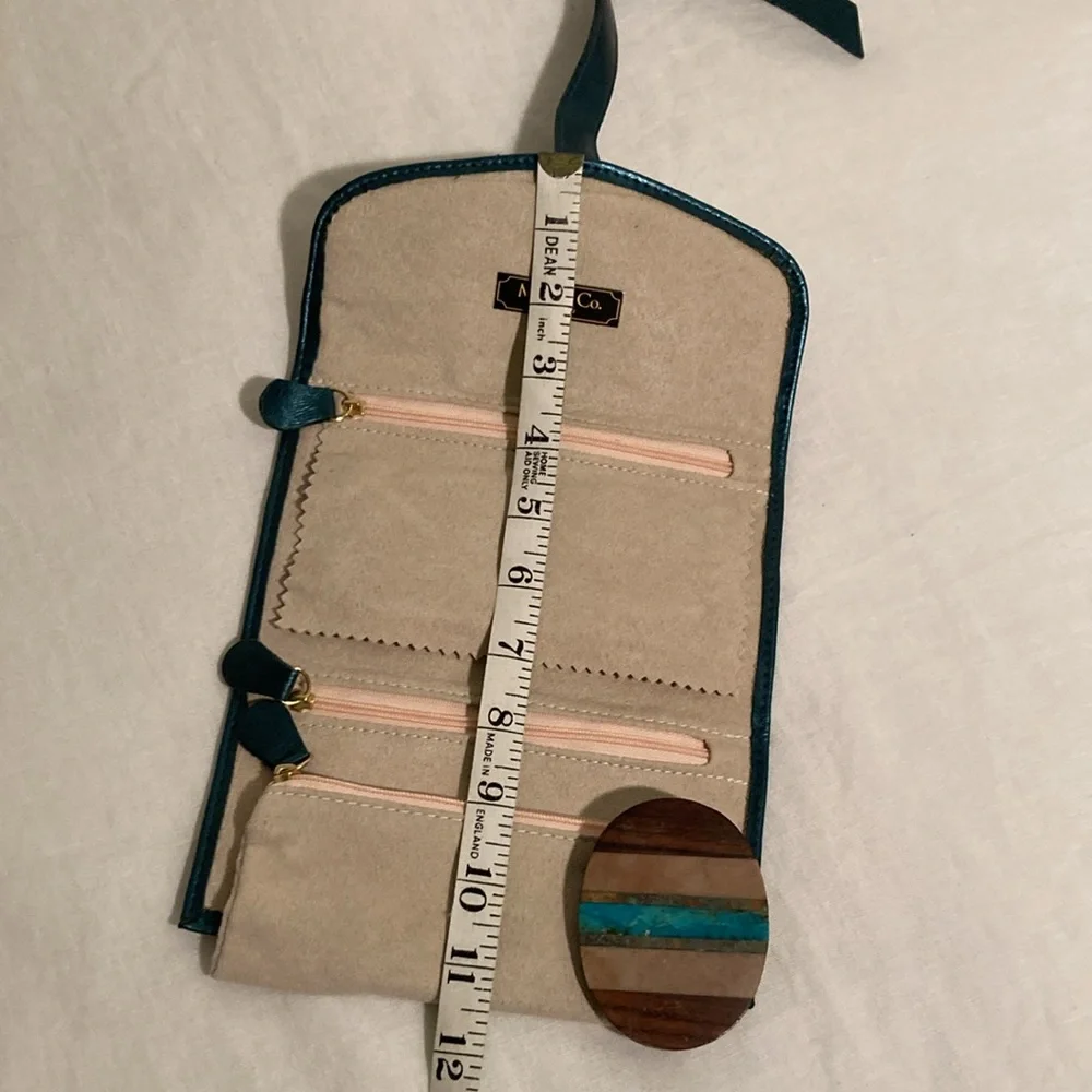 Mele & Co jewelry roll travel case teal blue